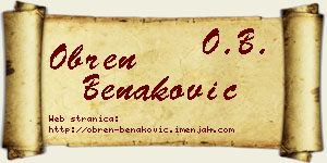 Obren Benaković vizit kartica